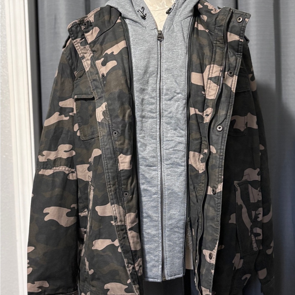 Levi's Men's Sherpa Lined Camouflage Hooded Utility Jacket NWT XXL